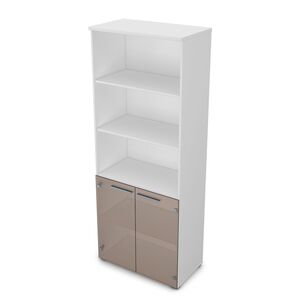 Шкаф высокий со стеклом и открытыми полками