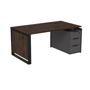 Стол рабочий на опорной угловой тумбе, с ящиками, с код замком