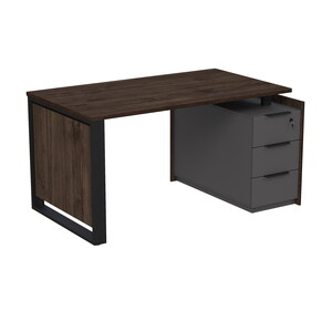 Стол рабочий на опорной угловой тумбе, с ящиками, с замком