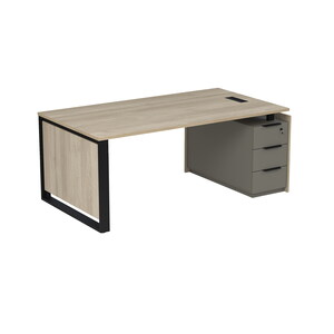 Стол рабочий с люч, на опорной угловой тумбе, с ящиками, с замком