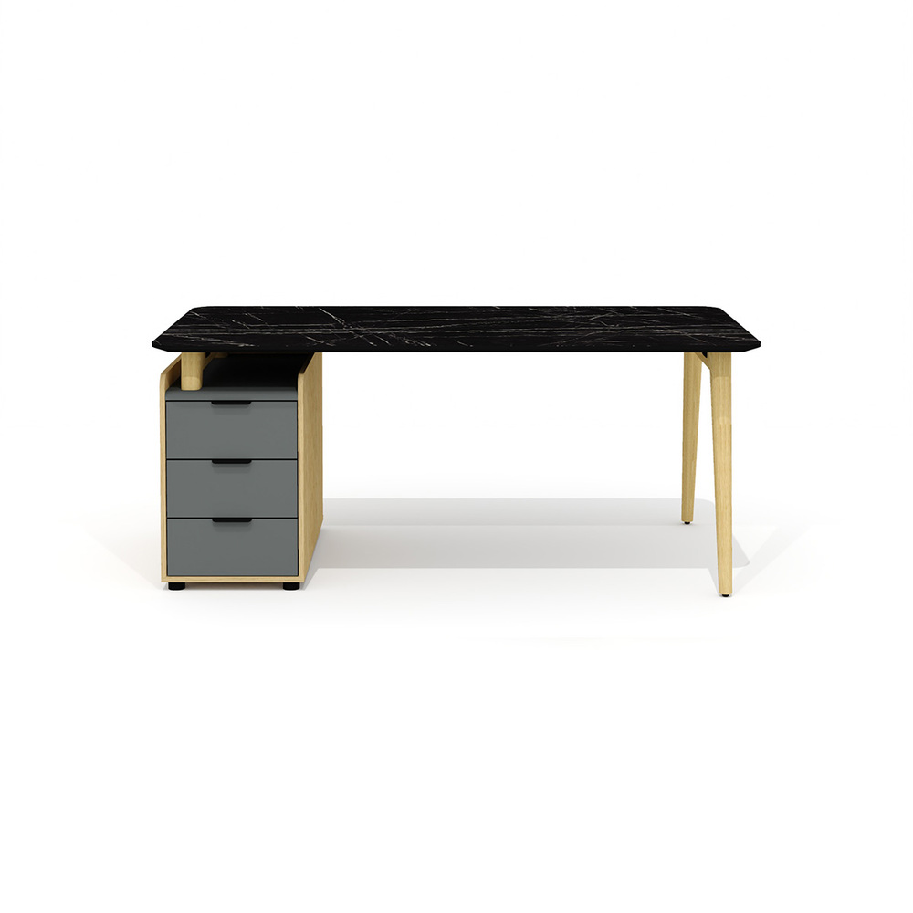 Стол рабочий прямой с опорной тумбой