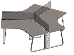 Рабочая станция на 3 места с кронштейнами и экранами из оргстекла