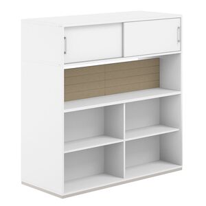 Стеллаж-комбо 2-стор. 1438 с антресолью, с экраном тканевым низким