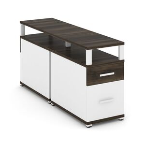 Тумба двухсторонняя приставная 1 ящик + 1 распашной фасад с надставкой