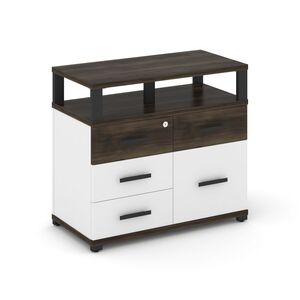 Тумба приставная широкая 4 ящика + 1 распашной фасад с надставкой широкой