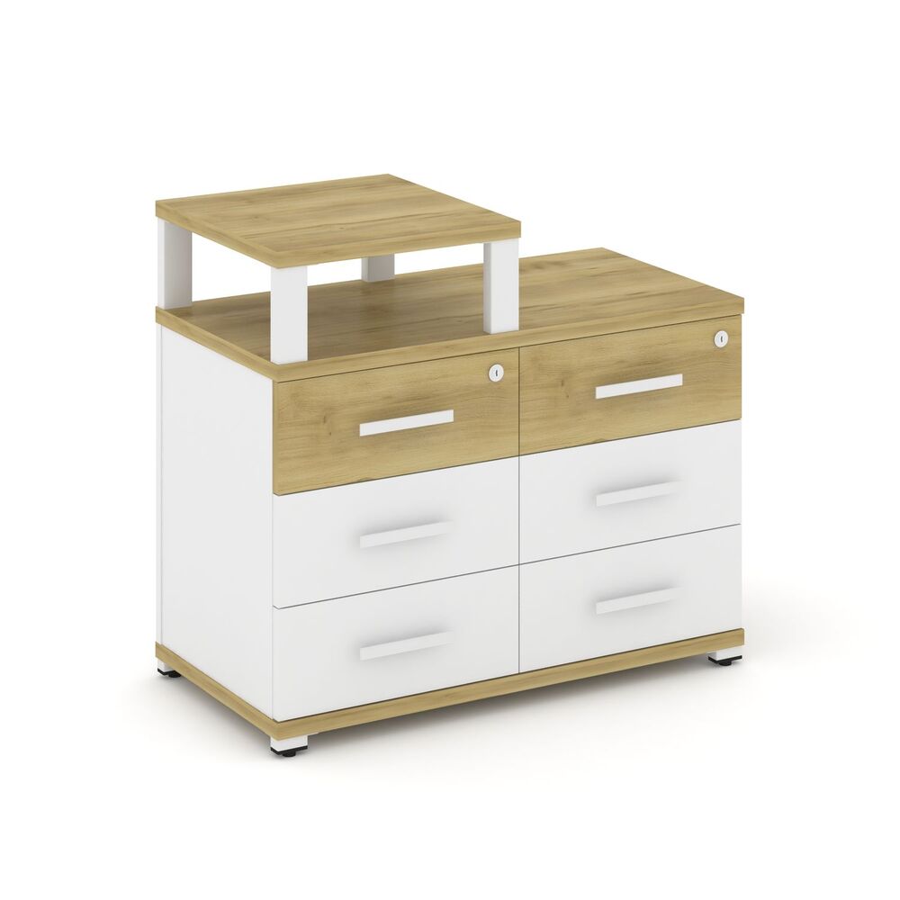 Тумба приставная широкая 6 ящиков с надставкой узкой