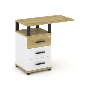 Тумба приставная узкая 3 ящика со свесом с надставкой широкой