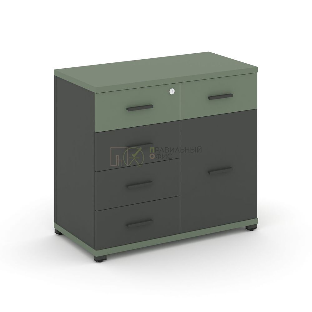 Тумба приставная широкая 5 ящиков + 1 распашной фасад