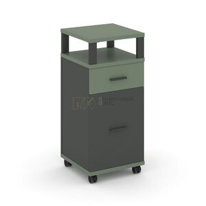Тумба мобильная 1 ящик + 1 распашной фасад с надставкой