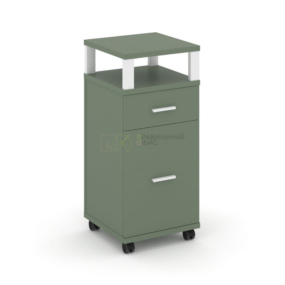 Тумба мобильная 1 ящик + 1 распашной фасад с надставкой