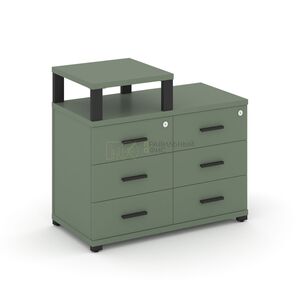 Тумба приставная широкая 6 ящиков с надставкой узкой