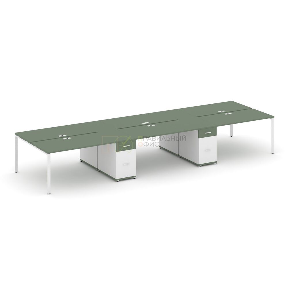 Рабочая станция на 6 мест с двумя опорными тумбами
