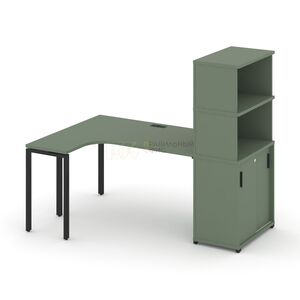 Стол эргономичный с опорным шкафом-купе с надставкой высокой левый