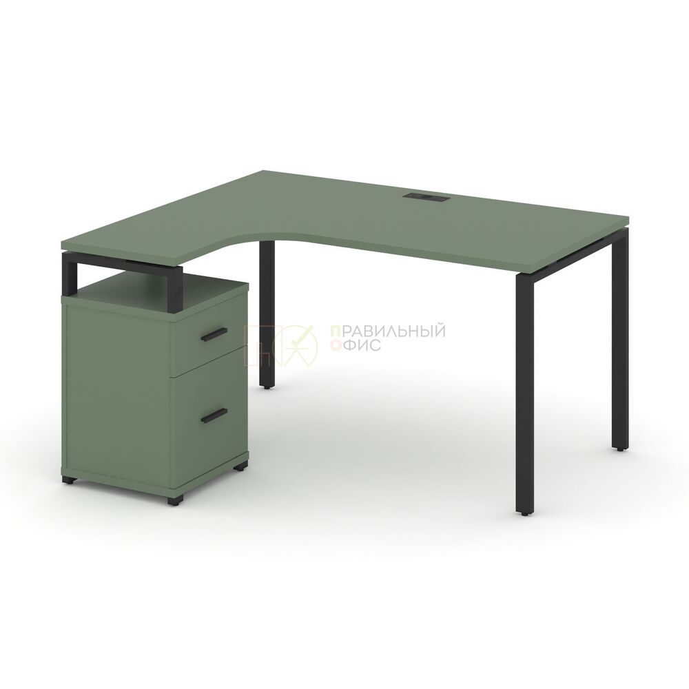 Стол эргономичный левый с опорной тумбой