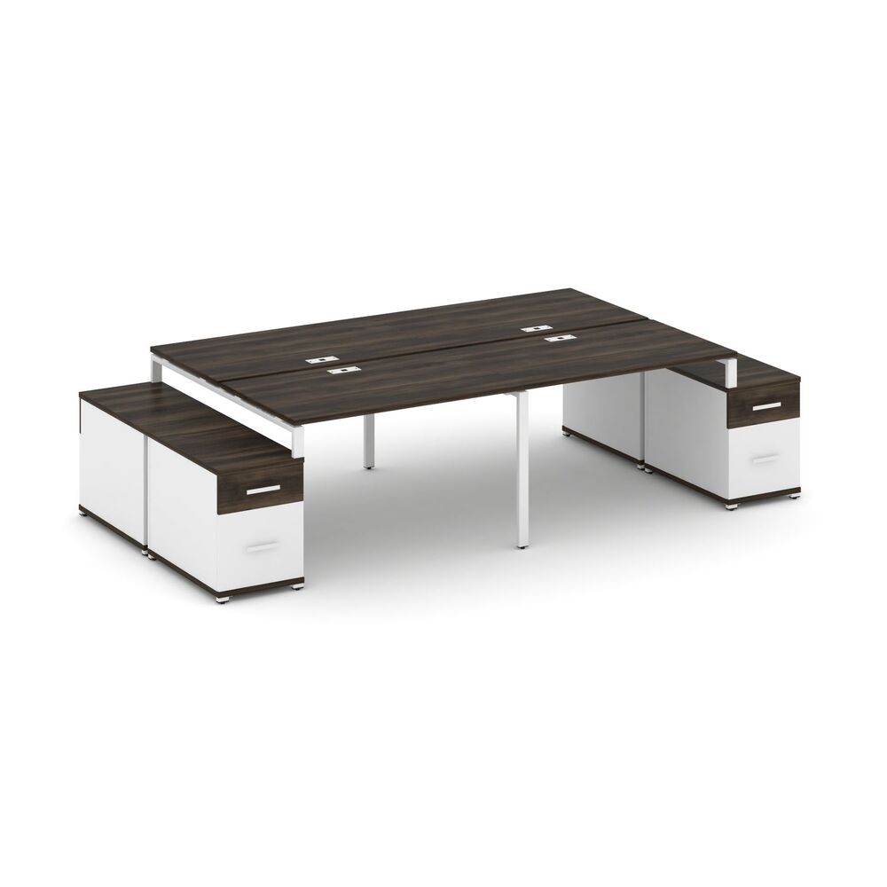 Рабочая станция на 4 места с двумя двухсторонними опорными тумбами