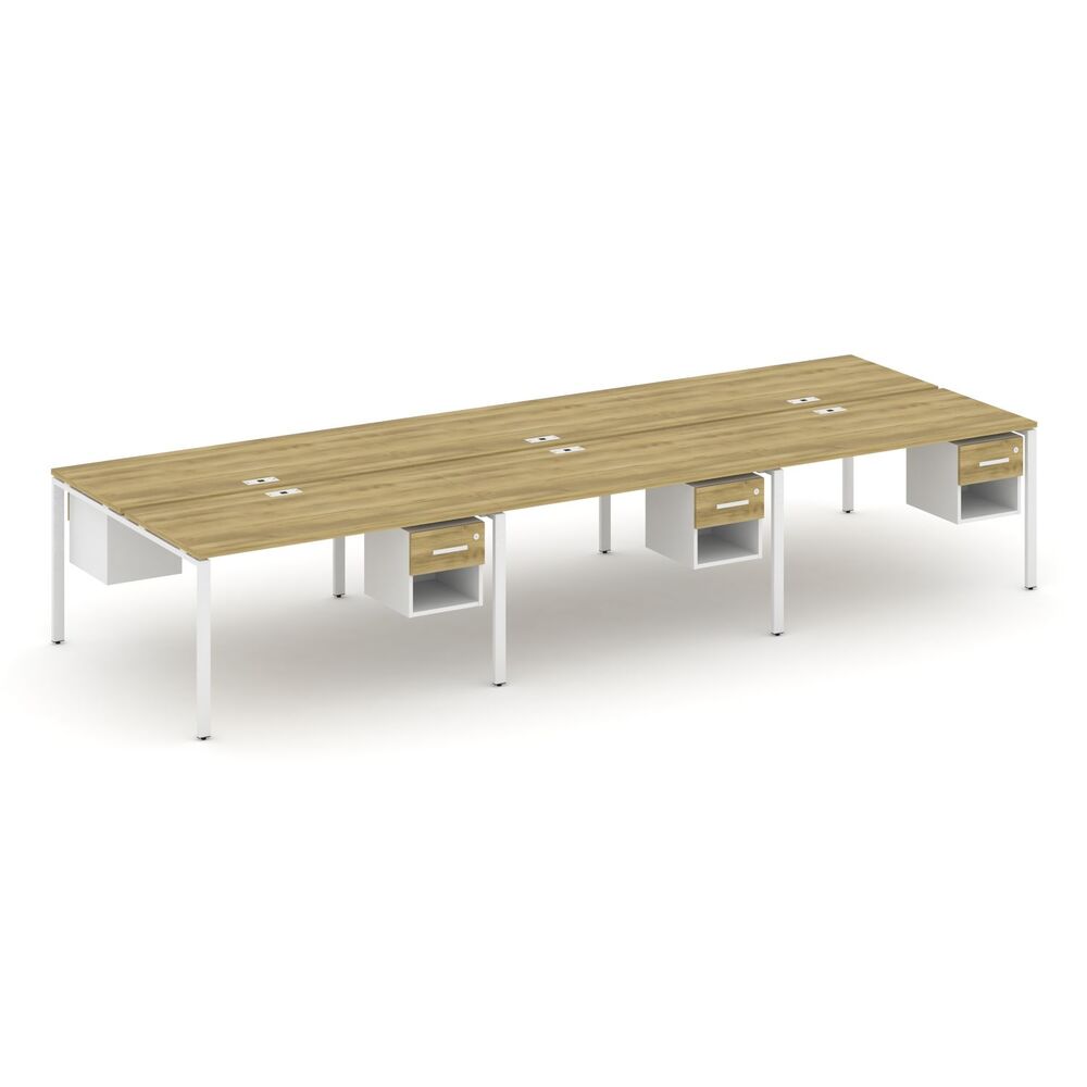 Рабочая станция двухсторонняя с подвесными тумбами на 6 мест