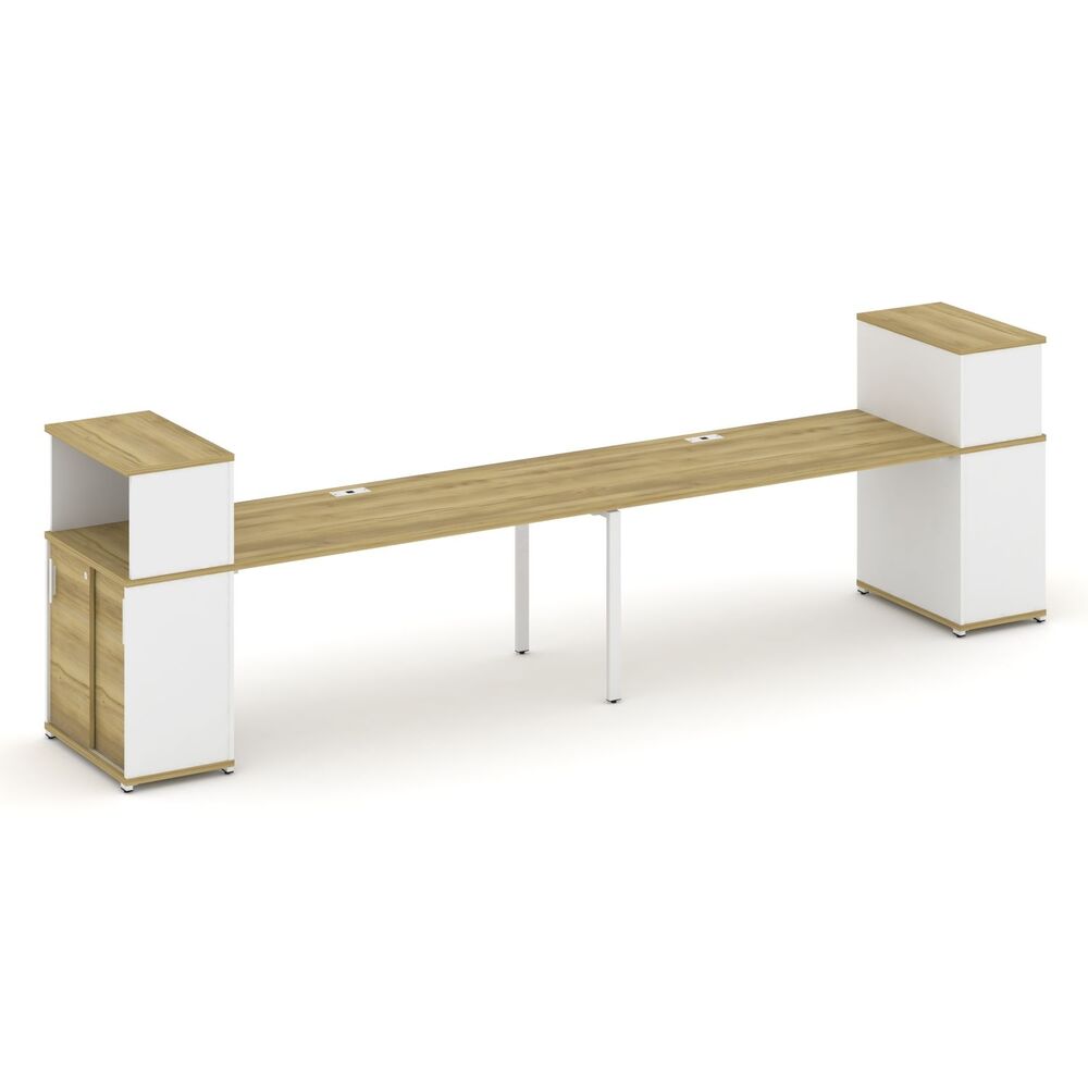 Рабочая станция с опорными шкафом купе с надставкой низкой