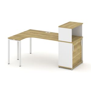 Стол эргономичный с опорным шкафом-купе с надставкой низкой левый