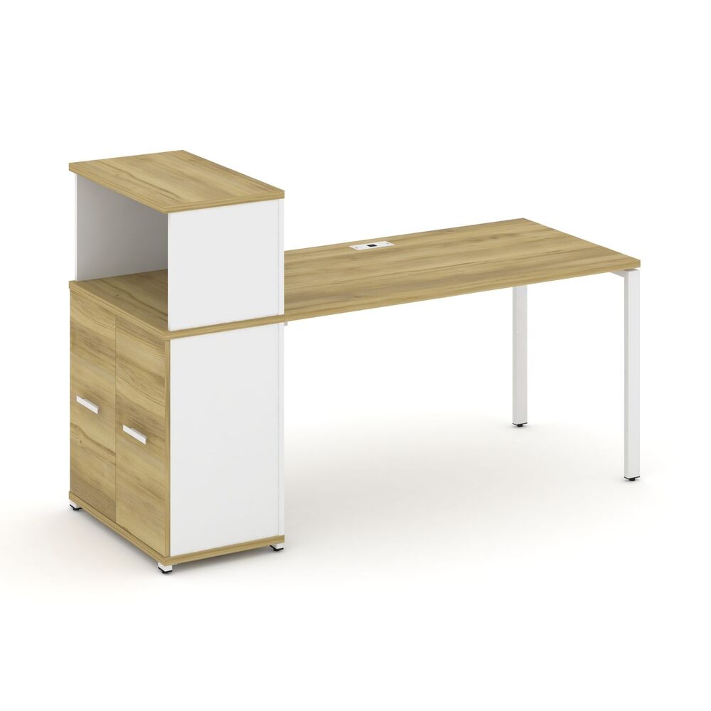 Стол рабочий с опорным распашным шкафом с надставкой низкой