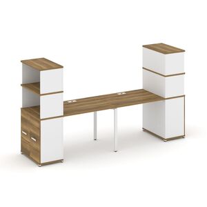 Рабочая станция с опорными распашными шкафами с надставкой высокой