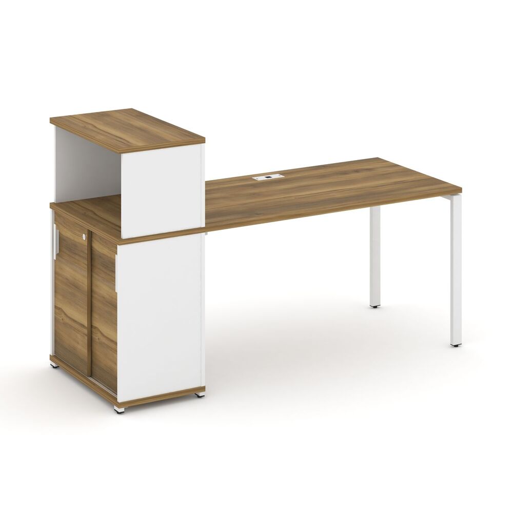 Стол рабочий с опорным шкафом купе с надставкой низкой