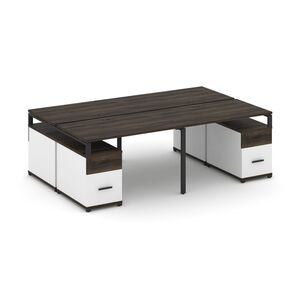 Рабочая станция на 4 места с двумя двухсторонними опорными тумбами