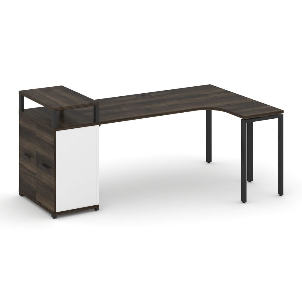 Стол эргономичный с опорным распашным шкафом с верхним горизонтом левый