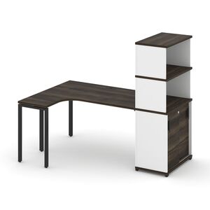 Стол эргономичный с опорным шкафом-купе с надставкой высокой левый