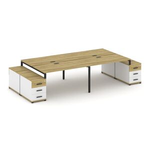 Рабочая станция на 4 места с двумя двухсторонними опорными тумбами