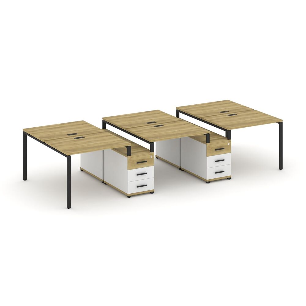 Рабочая станция на 6 мест с двумя двухсторонними опорными тумбами