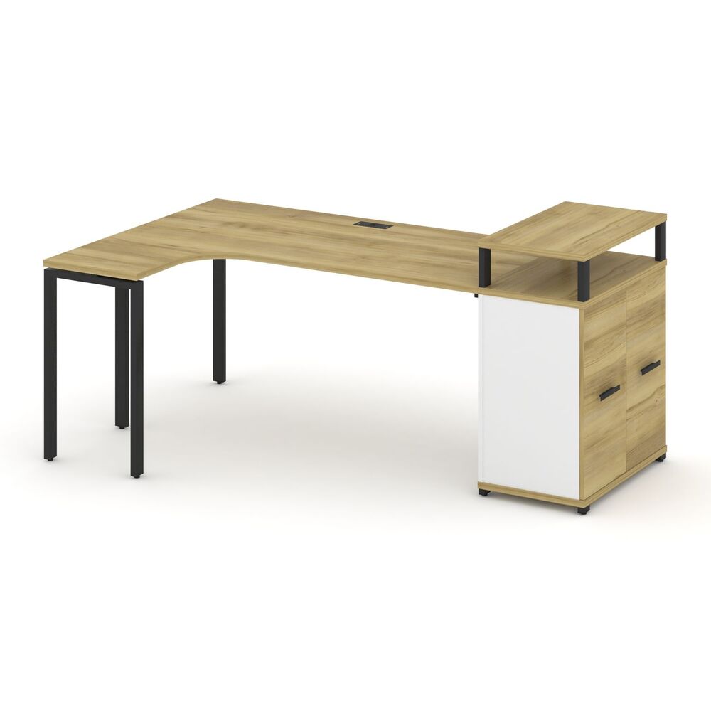 Стол эргономичный с опорным распашным шкафом с верхним горизонтом левый