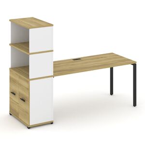 Стол рабочий с опорным распашным шкафом с надставкой высокой