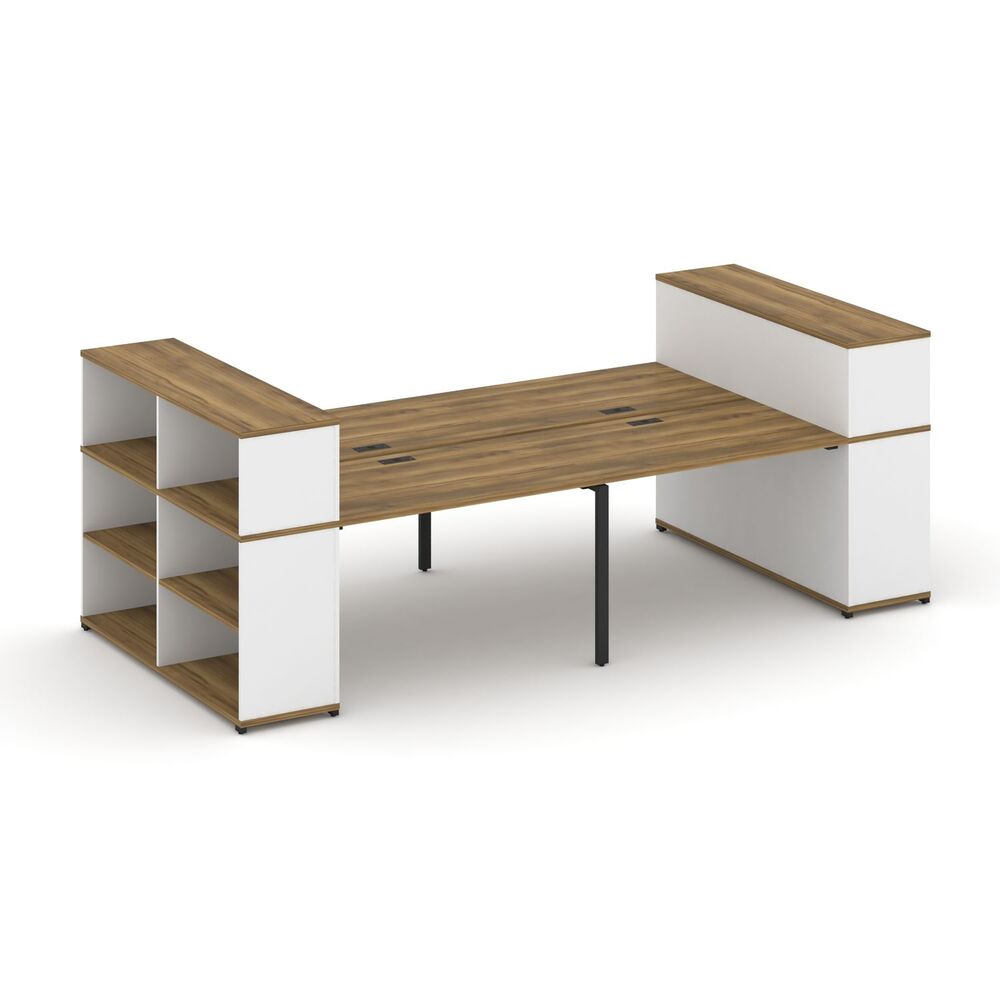 Рабочая станция с опорными стеллажами с надставкой низкой