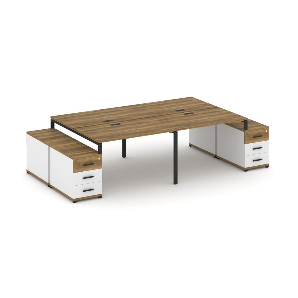 Рабочая станция на 4 места с двумя двухсторонними опорными тумбами