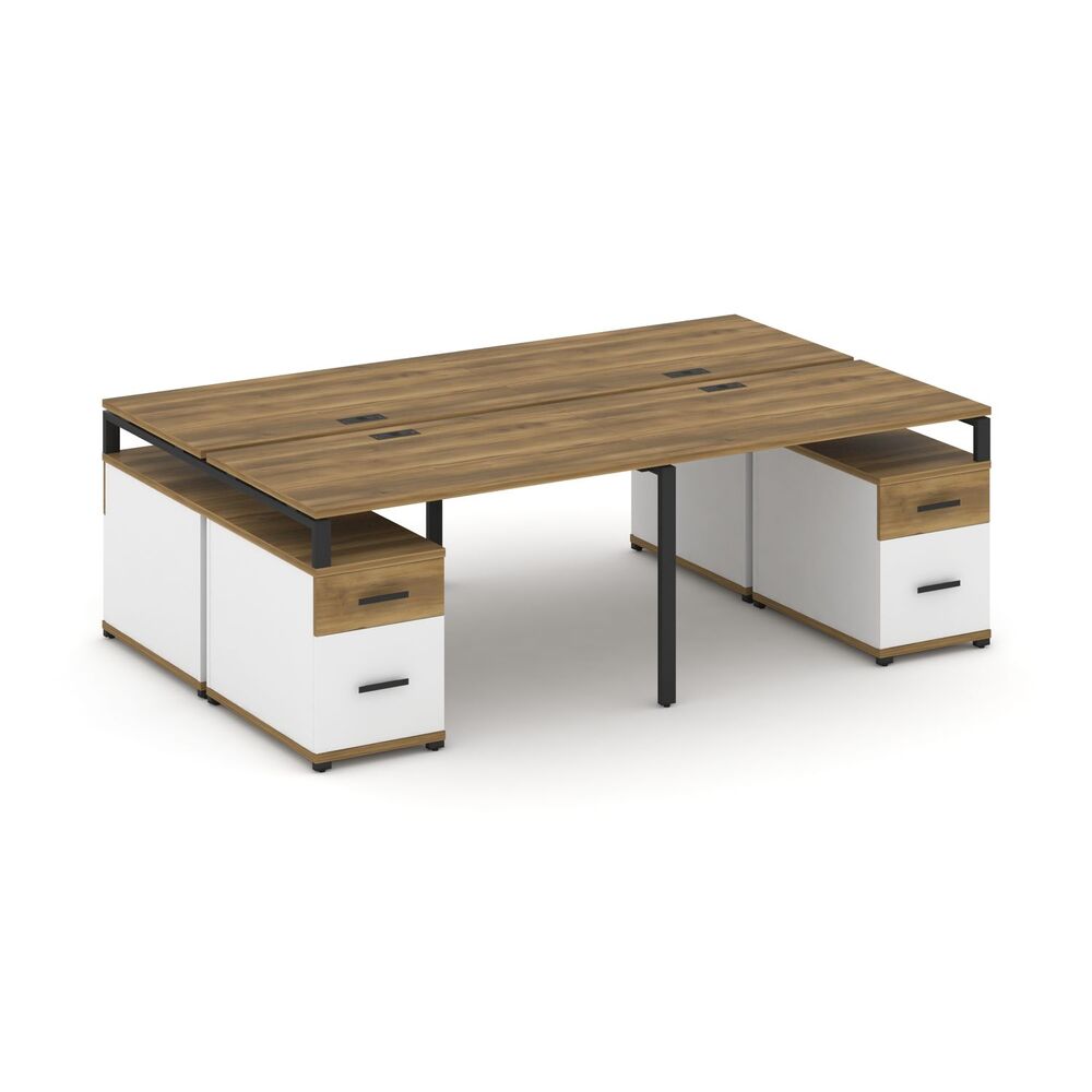 Рабочая станция на 4 места с двумя двухсторонними опорными тумбами