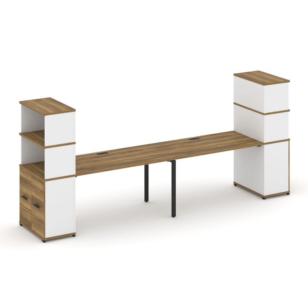 Рабочая станция с опорными распашными шкафами с надставкой высокой