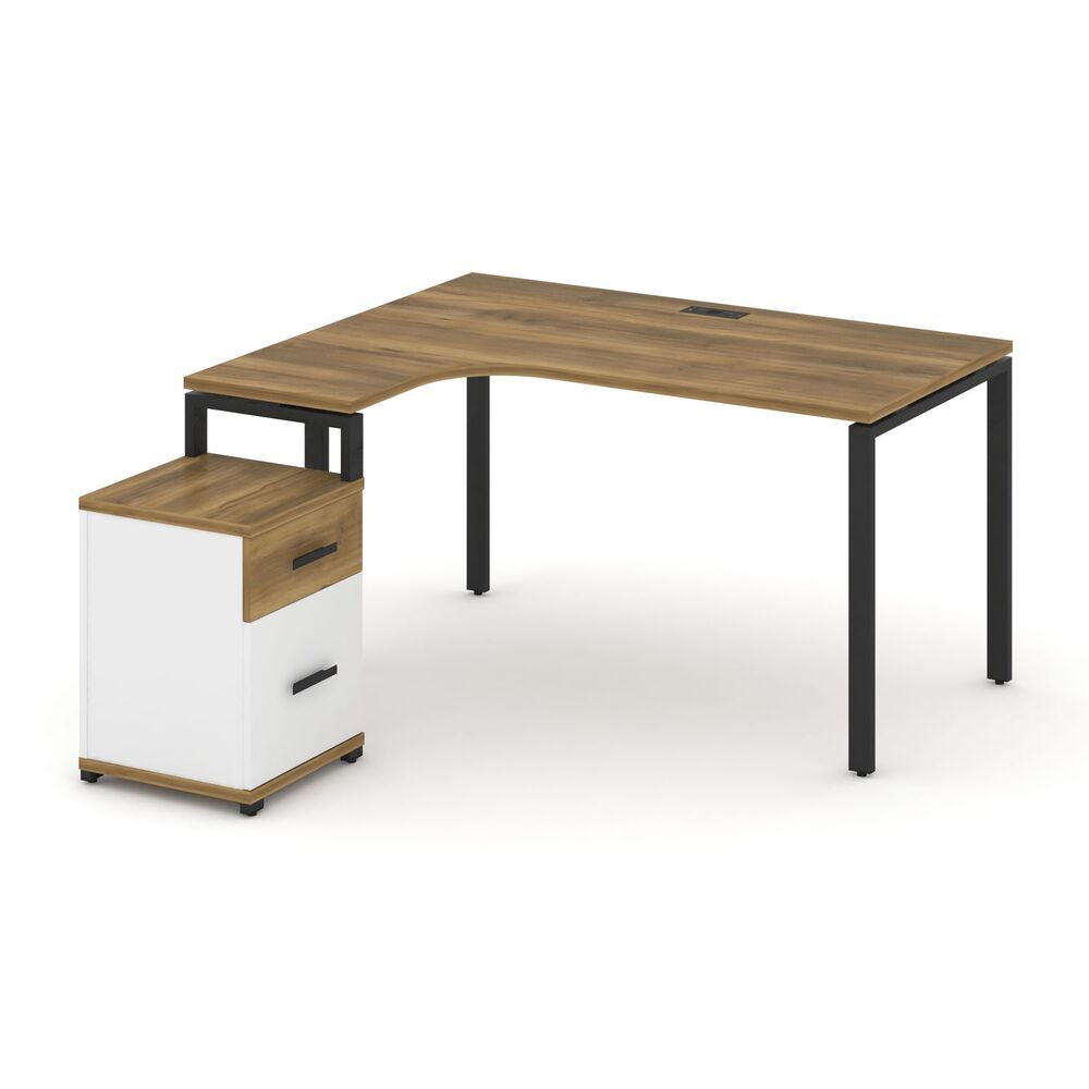 Стол эргономичный левый с опорной тумбой