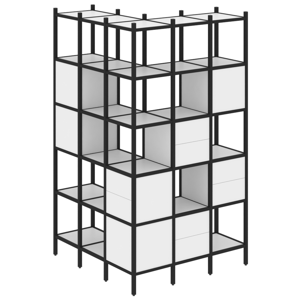 Угловой внешний стеллаж наборный