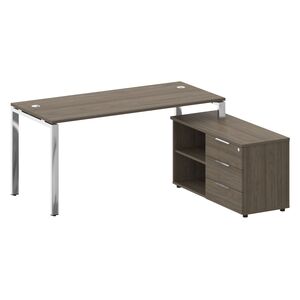 Стол рабочий руководителя с опорной тумбой правый