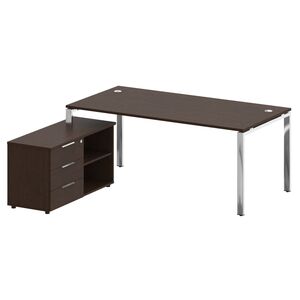 Стол рабочий руководителя с опорной тумбой левый