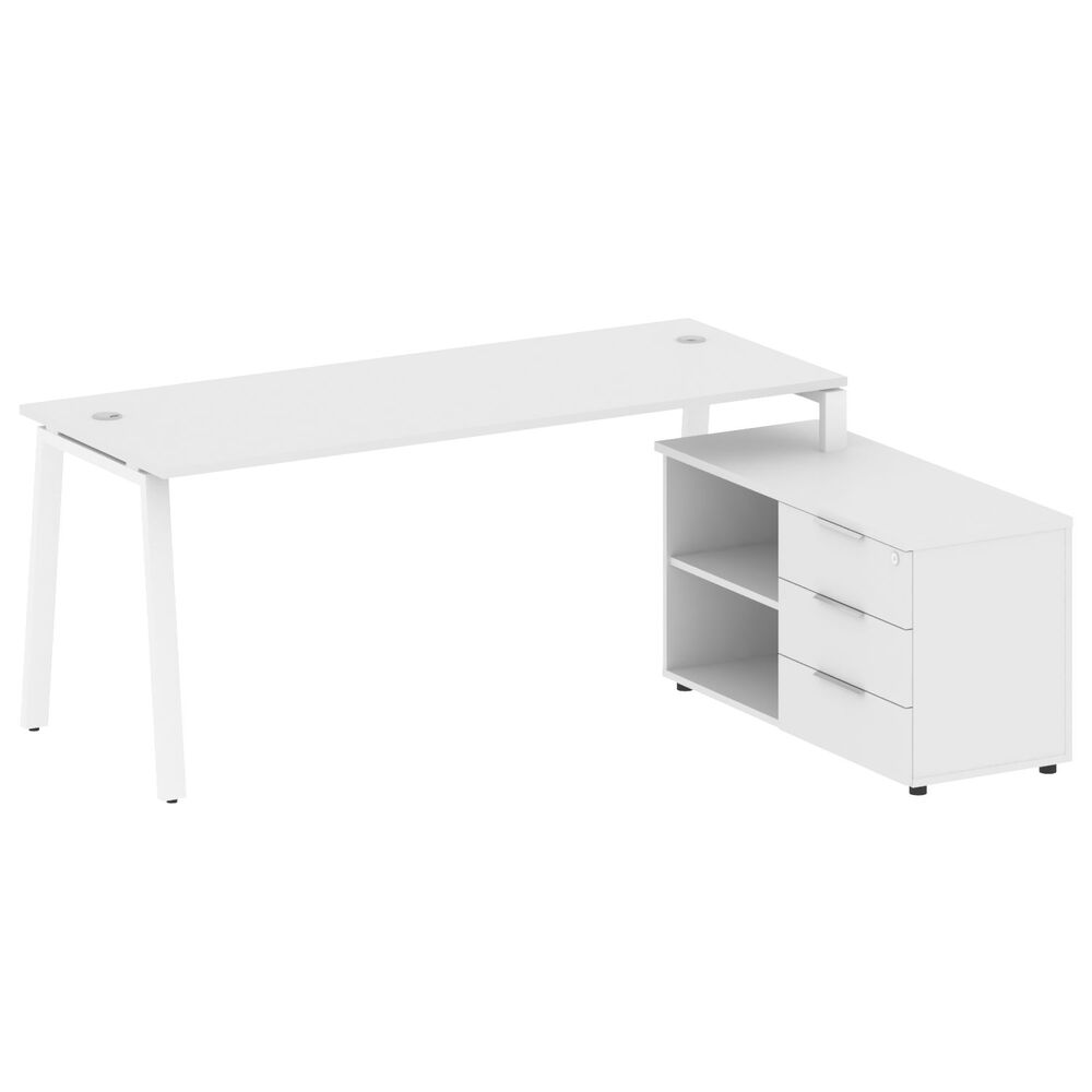 Рабочая станция на А-образном м/к с опорной тумбой правая