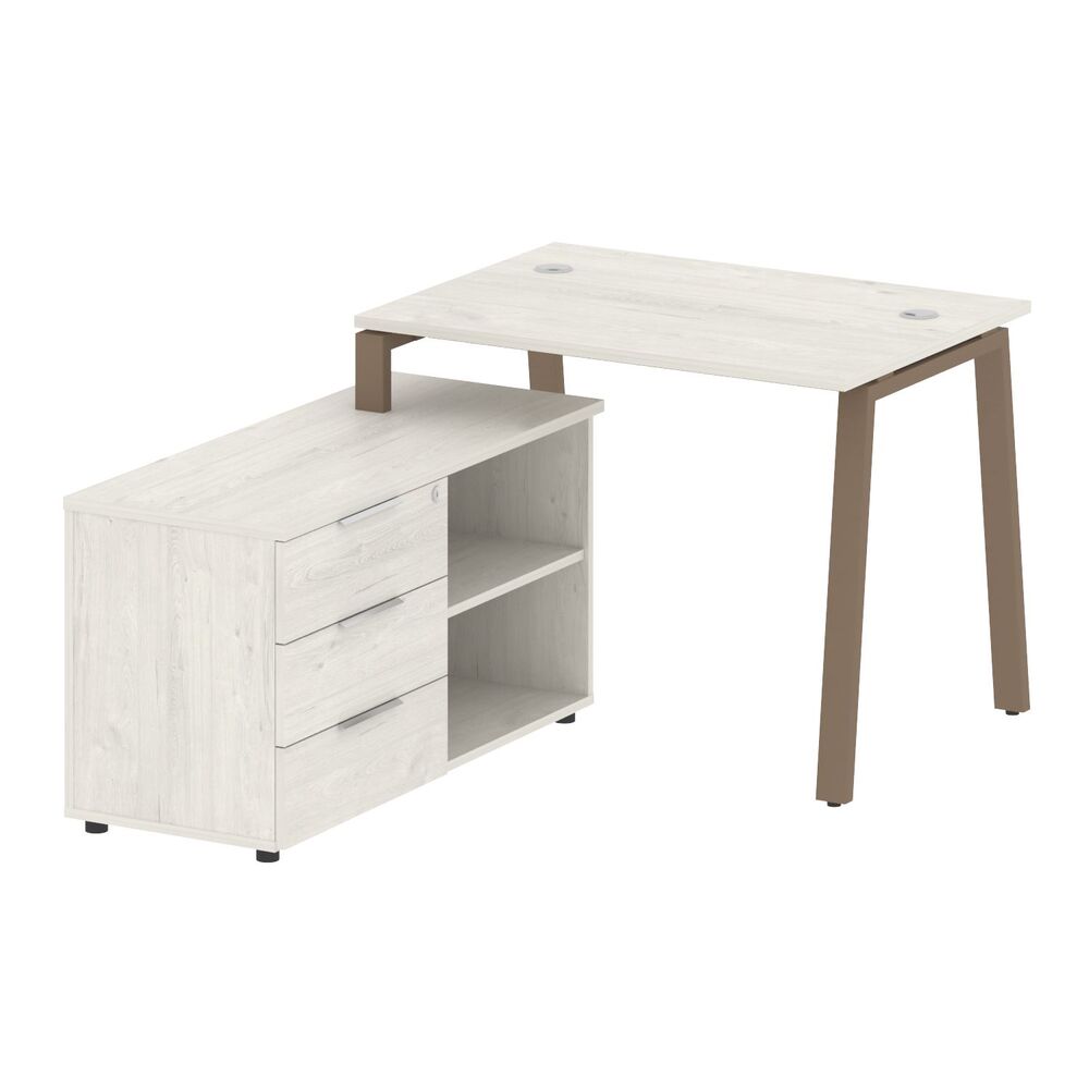 Рабочая станция на А-образном м/к с опорной тумбой левая