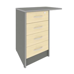 Тумба приставная c фолдингом (с замком, 4 ящика, универсальная левая/правая)