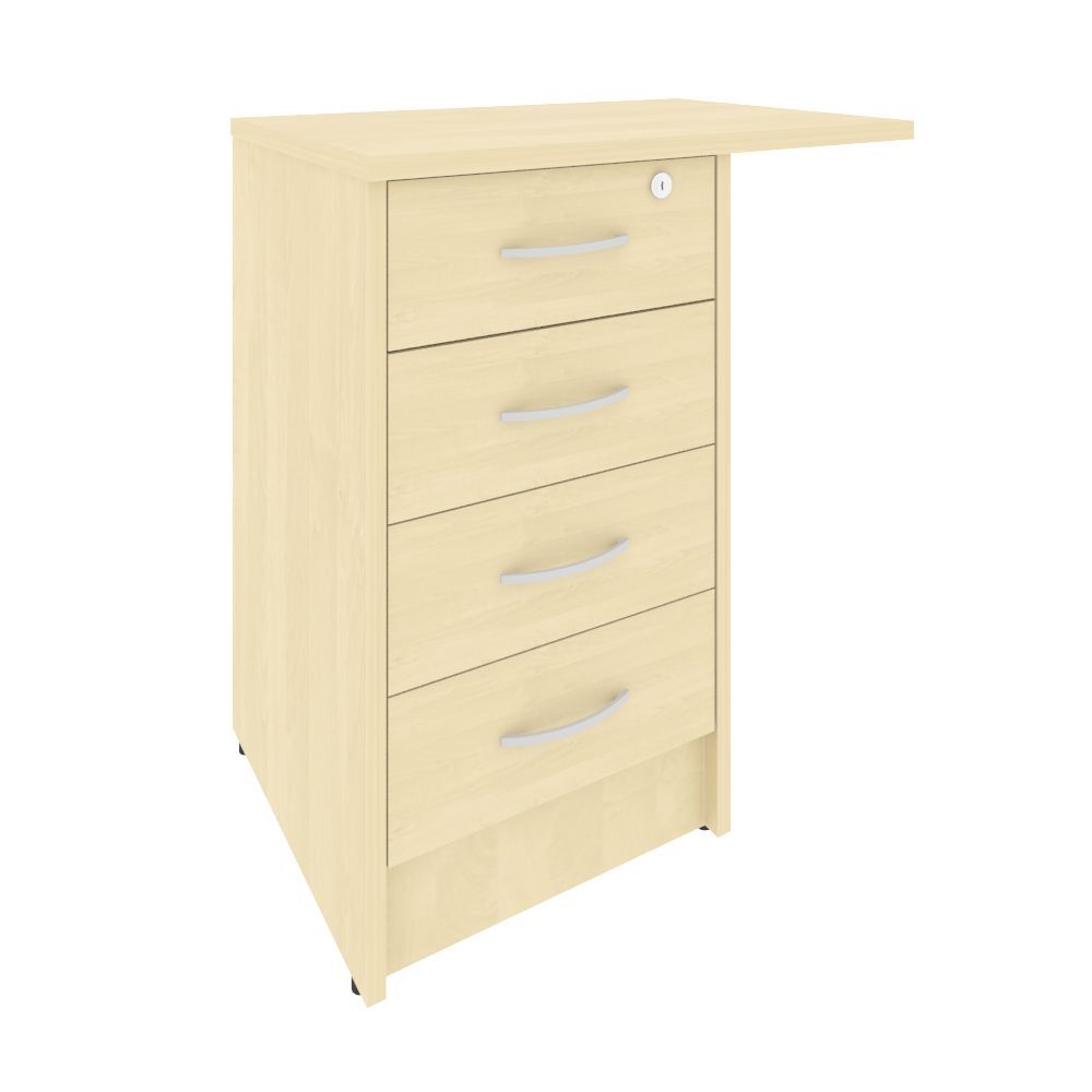 Тумба приставная c фолдингом (с замком, 4 ящика, универсальная левая/правая)