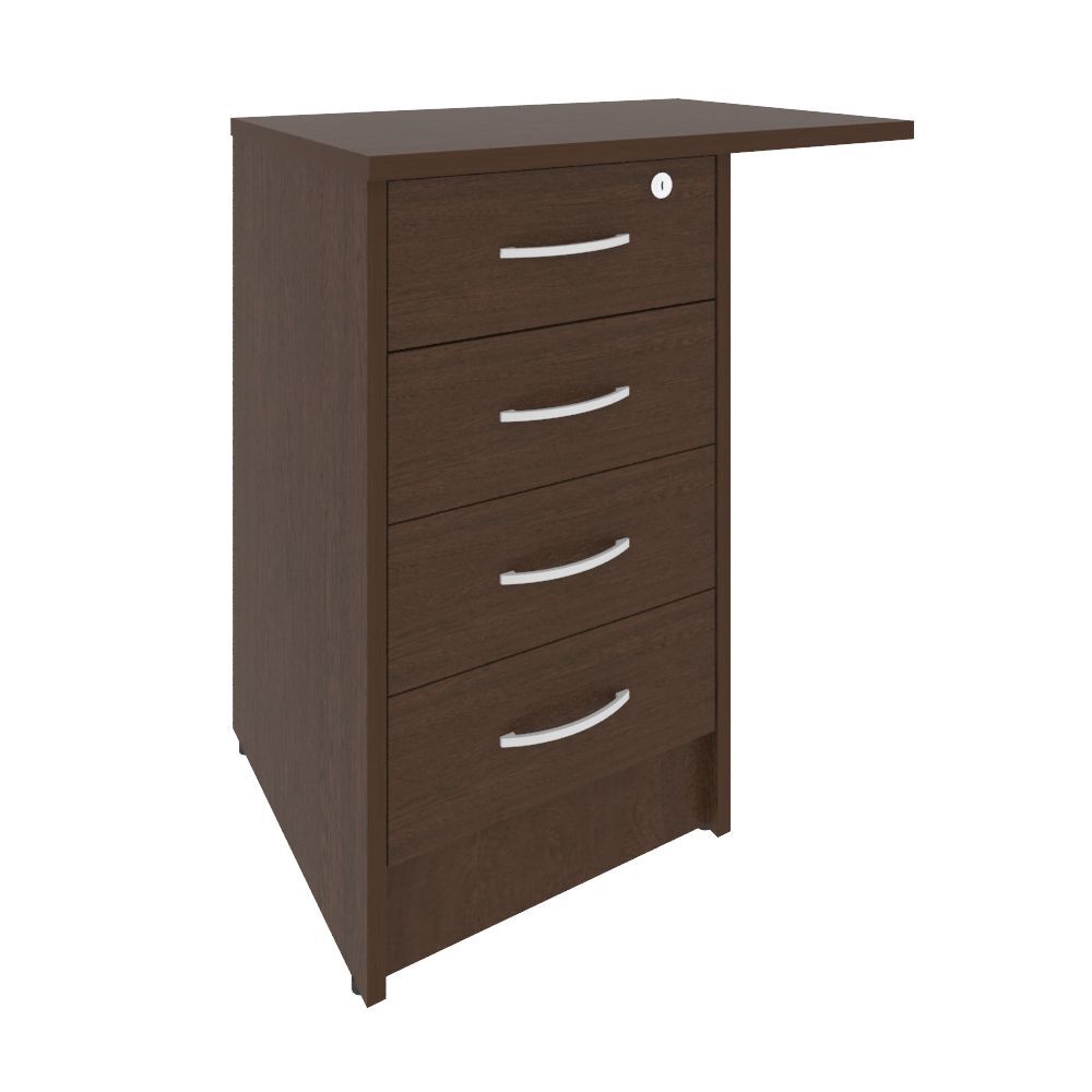 Тумба приставная c фолдингом (с замком, 4 ящика, универсальная левая/правая)