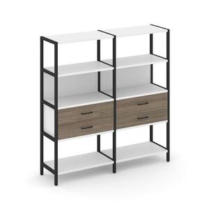 Двухсекционный стеллаж четырехярусный с ящиками