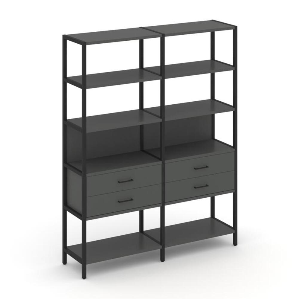 Двухсекционный стеллаж пятиярусный с ящиками