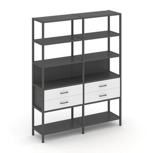 Двухсекционный стеллаж пятиярусный с ящиками