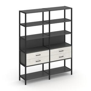 Двухсекционный стеллаж пятиярусный с ящиками