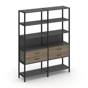 Двухсекционный стеллаж пятиярусный с ящиками